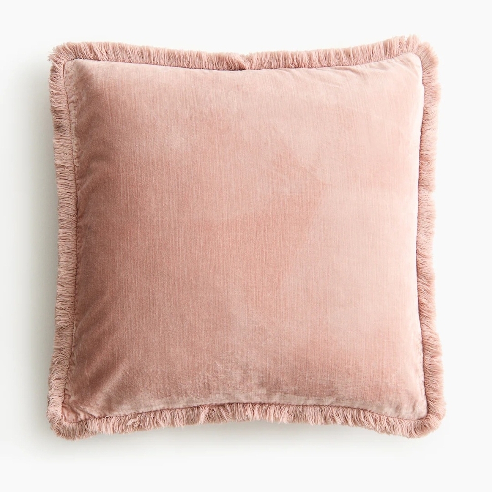 Set Of Two Pink Velvet Throw Pillows